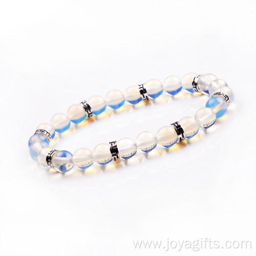 Trendy Nature Opal Beaded Alloy Bracelet Unisex Energy Stone Beaded Bangle